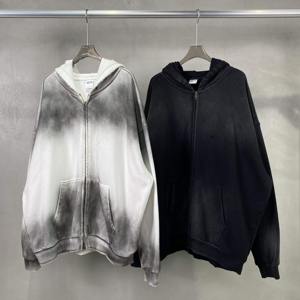 Sudaderas con capucha con cremallera lavadas con ácido desgastadas de gran tamaño Vintage grueso y ropa informal de algodón 420 GSM 100% con logotipo personalizado para hombres - Product Image 6