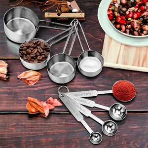 Stainless Steel Measuring Cups & Spoon Combo <b>Set</b> of 8 for Dry or Liquid Kitchen Gadgets Cooking & <b>Baking</b> with Handles - Product Image 1