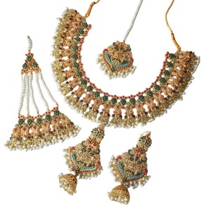 Ladies Bridal Engagement Party Wedding Jewelry Set 18K Gold Plated Necklace and <b>Earrings</b> Fashionable Elegant Trendy - Product Image 1