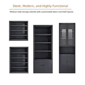 Gõ xuống Kim Loại Mở Kệ sách tủ không có cửa thép văn phòng lưu trữ hồ sơ Tủ đen hiển thị tủ cho nhà bếp - Product Image 3