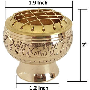 Vente chaude en laiton gravé brûleur d'encens plaine poli à la main dernière conception en laiton en forme de Pot brûleur d'encens à vendre - Product Image 3