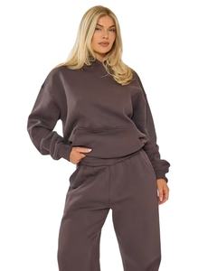 Sudadera con capucha personalizada de invierno, 500GSM, algodón grueso, cierre frontal corto, estampado serigrafiado, forro polar extragrande, capucha de piel sintética para mujer - Product Image 1