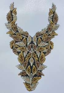 Cuello de cuello bordado brillante con secuencia brillante hecha de red para vestidos de uso indio Blusas Sarees Kurtis Patches - Product Image 2