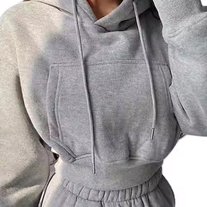 Chándal recortado para mujer, chándal de lana de algodón 100% de alta calidad para mujer, chándal de Color para el sudor, ropa informal cómoda, chándales para mujer - Product Image 2