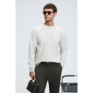 Pull en tricot à col rond pour homme GRIMELANGE TROMSO, doux et moelleux, recyclé - Product Image 1