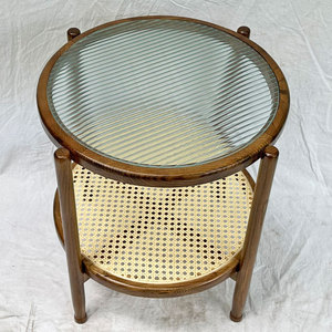 Oak Wood Double <b>Sofa</b> <b>Table</b> with High-End Glass Top Modern Japanese Style Nesting Furniture for Living Room-TT68245 - Product Image 3
