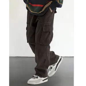 Pantalones informales para hombre, Pantalones rectos holgados de pierna ancha, ropa de calle para hombre, pantalones vaqueros Cargo con bolsillo de hip-hop para hombre