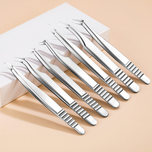 Pinzas de extensión de pestañas de acero 100% Juegos de pinzas de pestañas curvas de etiqueta privada personalizadas - Product Image 6