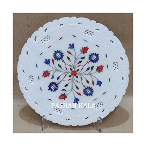 Beautiful Marble Inlay Decorative Carving <b>Plate</b> Decorative <b>Plate</b> For Home And Restaurant Decoration New Design In Round Shape - Product Image 6