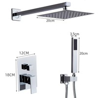 Ensemble de douche mural encastré moderne en acier inoxydable avec douchette pluie et robinets doseurs pour lavabos de salle de bain