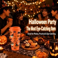 Gobelet à café en plastique personnalisé avec logo, 16 oz, gobelet d'Halloween avec couvercle, finition mate, gobelet réutilisable, vente en gros directe d'usine