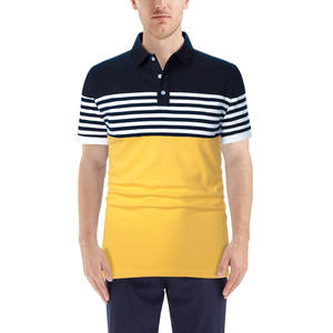 Streetwear décontracté respirant avec logo personnalisé, polos à rayures en polyester 100% pour hommes, polos de golf à manches courtes - Product Image 3