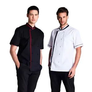 Chef Apparel Curve Short Sleeve Design Chef Coats Uniforms Quick Dry & Easy Clean Polyester Fabric from Thailand