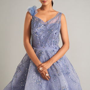 ชุดเดรสผู้หญิงคอวีกระโปรงฟูฟ่องทำจากปากีสถานสำหรับเจ้าสาวสีแดงใหม่ฤดูใบไม้ผลิ - Product Image 6