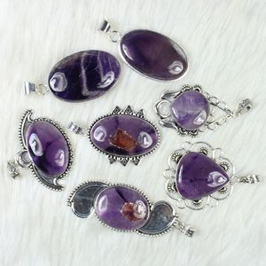 สร้อยคอดีไซน์เนอร์สไตล์โบฮีเมียนที่ใส่ได้ทั้งชายและหญิงพร้อมจี้พลอยสีม่วงธรรมชาติเครื่องประดับสำหรับขายส่ง - Product Image 1