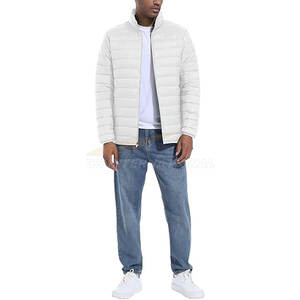 Chaqueta acolchada ligera transpirable para hombre, abrigo de invierno repelente al agua a prueba de viento aislado, bolsillos laterales con cuello levantado - Product Image 3