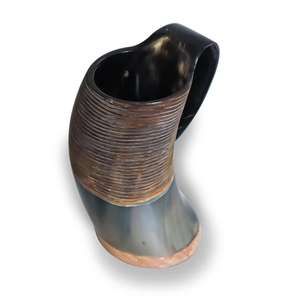 Taza de cristal de cerveza de madera de mango de alta calidad, segura para alimentos con cuerno religioso pulido en el interior de acero para beber - Product Image 2