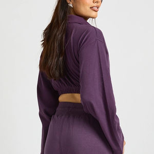 Ensemble de survêtement deux pièces pour femme, couleur unie, personnalisable avec logo / Vêtements de sport décontractés et respirants pour femme 2026 - Product Image 5