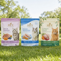 Pochette Doypack refermable avec fenêtre, personnalisable, recyclable, pour emballage d'aliments pour chiens et chats, impression numérique en usine, faible MOQ 100 pièces