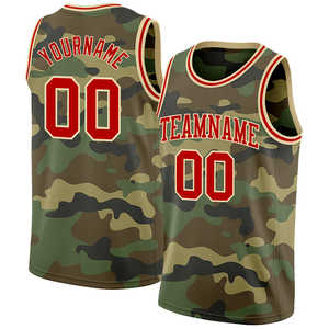 Maillots de sport respirants pour hommes, camouflage, sublimation, nom de l'équipe/n°, maillot de basket-ball - Product Image 1