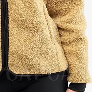 Sweat à capuche femme de haute qualité col zippé Sherpa matériau à séchage rapide Design personnalisable Long hiver XS deux poches latérales bon prix - Product Image 6