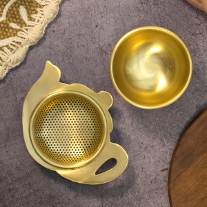 Brass Tea Strainers <b>Kattle</b> Shape Infuser Bowl Quality Cheap Price Reusable Brass Tea Strainer - Product Image 1