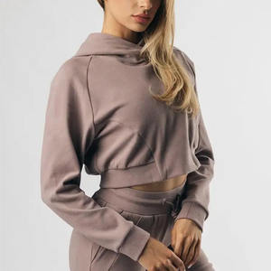 Top corto informal para mujer más vendido, sudaderas con capucha, mezcla de poliéster cálido rico en algodón, comodidad lavada, sostenibilidad, temporada de invierno frontal - Product Image 5