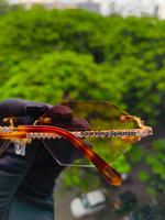 Lunettes de soleil pour hommes de haute qualité, à la mode, avec diamants Moissanite, verres photochromiques orange personnalisés, protection UV400, en matériau PC