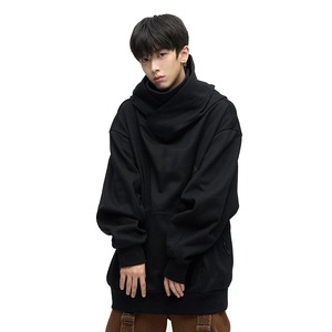 High Quality Custom Logo <b>Oversized</b> Fit Printed Solid Men's Double Layered Zipper Pullover <b>Hoodies</b> 100% Cotton Winter <b>Black</b> - Product Image 1