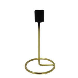Bougeoir en métal fer style vintage couleur noir et or pour la décoration de la maison et de la table artisanat - Product Image 1