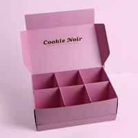 Boîte d'expédition rose pour biscuits, personnalisable avec logo, emballage pour sushis et biscuits, papier couché biodégradable, pelliculage mat, écologique et jetable