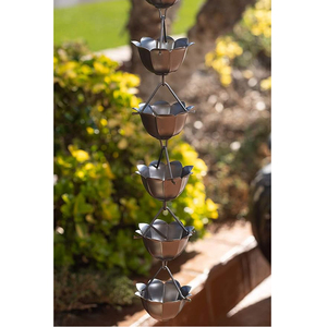 Fleur modélisation conception fer métal noir enduit de poudre arrosage chaîne de pluie tuyau de descente gouttière chaîne de pluie décoration extérieure maisons - Product Image 6