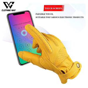 Gants de moto en cuir vintage respirants à écran tactile, de qualité supérieure, pour motocross, course de moto, prix bas - Product Image 4