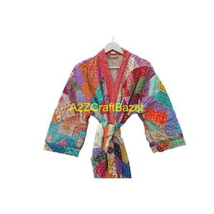 Chaqueta Kantha Hecha a Mano para Mujer, 100% Algodón Puro, Abrigo de Invierno, Multicolor, Artesanía India, Regalo - Product Image 4