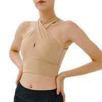 Soutien-gorge de sport, de gym et de yoga 2024 personnalisé avec logo, respirant, à maintien élevé, sans coutures, grande taille, 100 % coton, bretelles croisées, séchage rapide, vente en gros