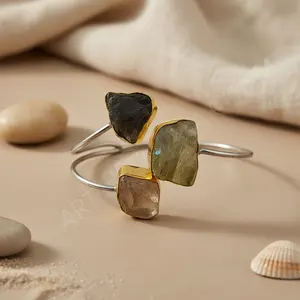 กำไลข้อมือแฟชั่นหินดิบชุบทองสำหรับผู้หญิง - Product Image 3