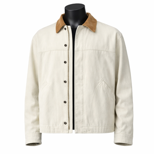 Veste en jean vintage pour homme de qualité supérieure personnalisée avec col en velours côtelé, style streetwear décontracté, vêtements de travail, vêtements d'extérieur tendance pour homme - Product Image 1