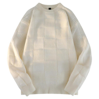 Pull à col rond de haute qualité, pull ample à col roulé pour homme