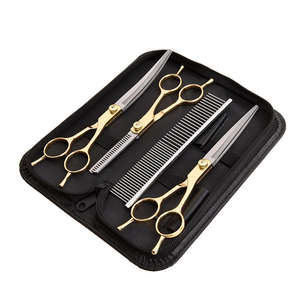 Juego de tijeras de aseo para mascotas reutilizables ANAAIF de 7 pulgadas, tijeras curvas para recortar el pelo de perros y gatos para el cuidado del peluche - Product Image 1