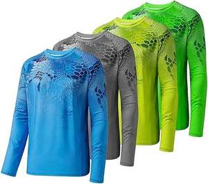 Venta al por mayor diseño personalizado impreso 100% poliéster de secado rápido ligero UPF50 + camisas de pesca de manga larga de camuflaje para la venta ropa deportiva - Product Image 1