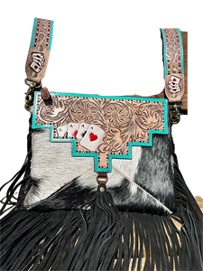 Nouveauté Sac fourre-tout en cuir bohème western pour femmes Fait à la main en Inde Sac à bandoulière à motif artisanal Voyage et usage quotidien Sac de shopping - Product Image 5