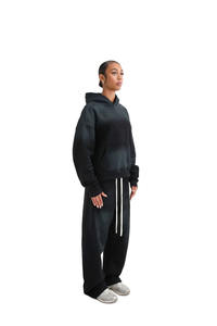 Ensemble de survêtement 2 pièces pour femme, à capuche, décontracté, léger, écologique, noir uni, dernière collection, vente en gros, respirant - Product Image 6