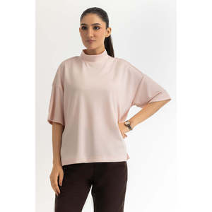Women's Loose Fit 100% Cotton Knit <b>Top</b> Korean Style Breathable Crop T-Shirt Rhinestone Boxy Design OEM ODM Fashion - Product Image 3