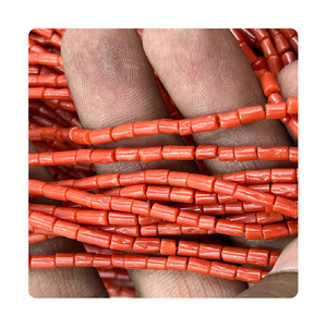 Collar de piedras preciosas de Coral italiano, cuentas de alta calidad, pulido suave, forma de tubo de 4mm, aproximadamente 20 pulgadas de largo, joyería de Coral italiano - Product Image 6
