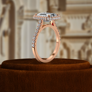 Anillo de compromiso con diamante cultivado en laboratorio de 1 quilate, anillo de boda con corte esmeralda y pavé, certificado IGI, oro blanco de 14k, el mejor regalo para ella en su día especial. - Product Image 4