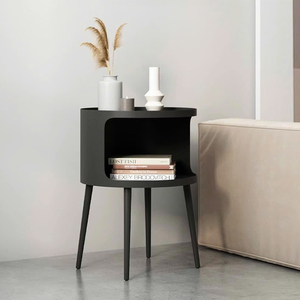 Contemporary Metal Nightstand with Open Storage, Round End <b>Table</b> <b>for</b> <b>Sofa</b> <b>Side</b>, Bedroom and Apartment Furniture - Product Image 6