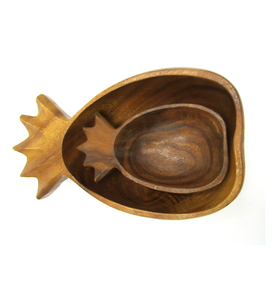 Bol de service en bois avec ananas en forme de différentes tailles artisanat bol en bois de luxe pour la maison hôtel restaurant utilisé - Product Image 1