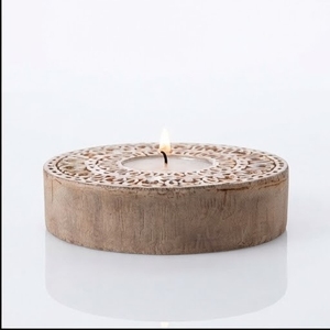 Handmade Eco-Friendly Mango Wood Round Tea Light Holder & <b>Candle</b> Stand for Indoor Home Decoration Dripless <b>Unscented</b> Ramadan - Product Image 3
