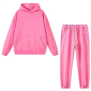 Survêtement personnalisé pour femmes contraste point rose fermeture éclair à capuche ensembles unisexe Patchwork brodé Patch à capuche ensemble court - Product Image 3