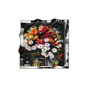 Vintage Luxury Satin Silk Floral Square Scarf for Spring Summer Autumn - Product Image 1